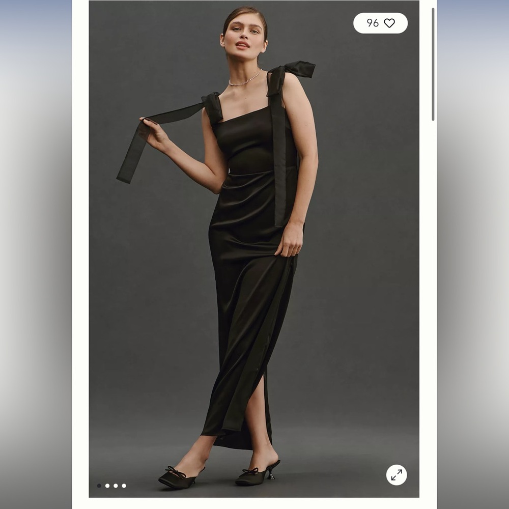 Reformation Black Maxi Dress with Bow Straps